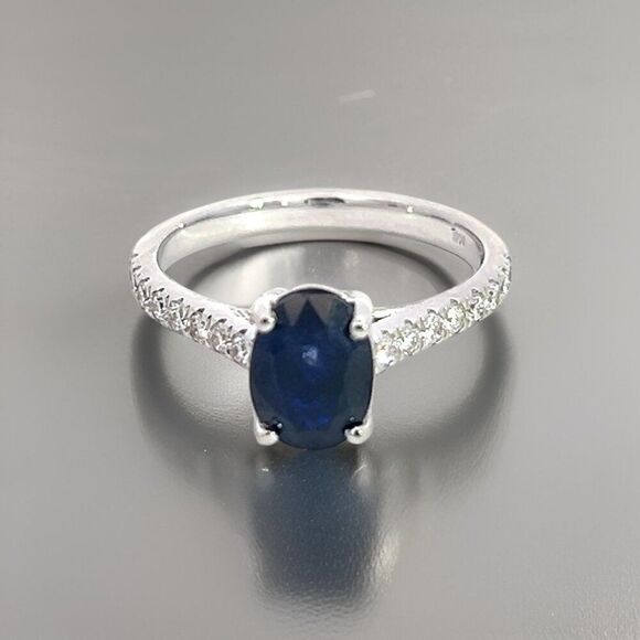 Natural Sapphire Diamond Ring 6.5 14k W Gold 2.35 TCW Certified $3,950 310589 - Picture 4 of 14